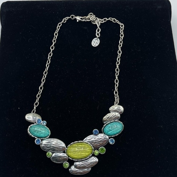 BEAUTIFUL Signed Necklace with Multi Color Amber Crystals/ - Picture 4 of 4